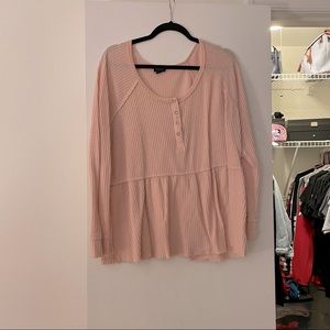 TORRID 🩰 | blush pink brushed henley babydoll pullover